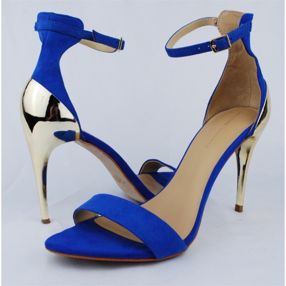 Royal Blue with Gold Sandal Heel